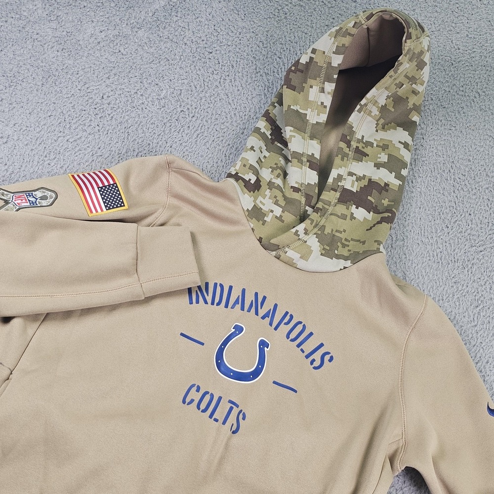 Indianapolis Colts Hoodie Sweatshirt Mens Large Beige NFL Football Nike Dri-FIT